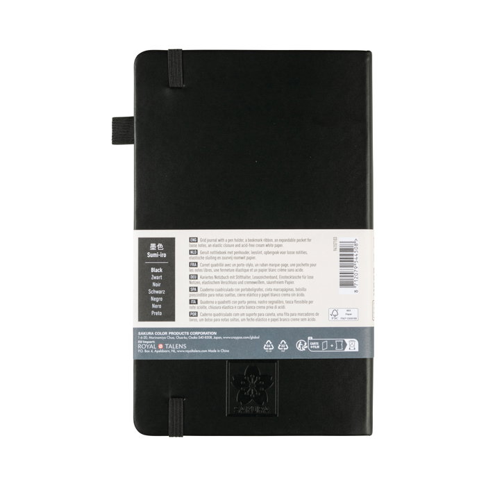 Sakura Cuaderno de tapa dura papel cuadriculado Negro 13x21 cm